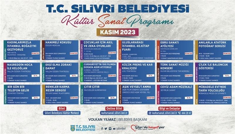 KASIM AYI KÜLTÜR SANAT PROGRAMI BELLİ OLDU